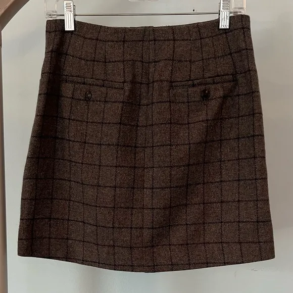 NWT Madewell - Wool Button-Front Mini Skirt in Windowpane - Size 0 - Gra…