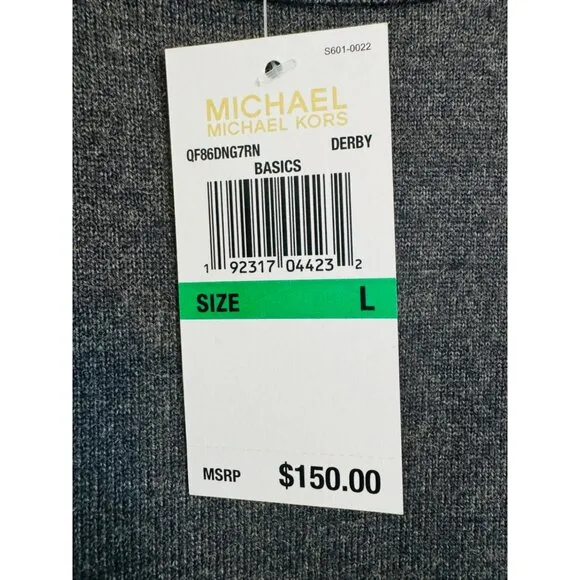 NWT Michael Kors Large Faux Fur Sleeve Sweater Gray &amp; Black