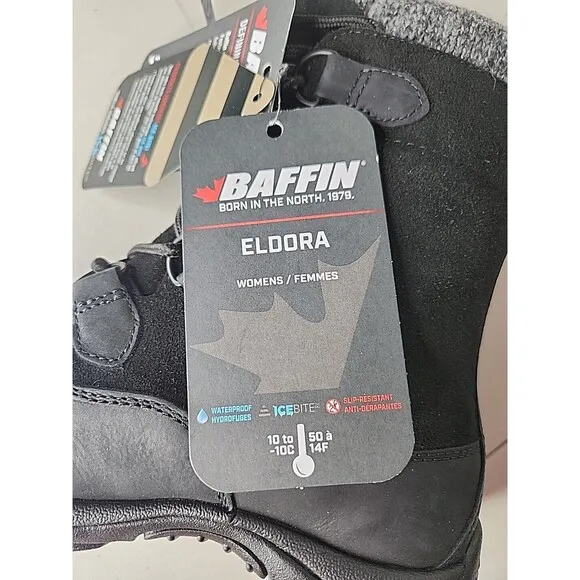 NWT New Baffin Women's Eldora Waterproof Boot Breathable Leather Lined Size 7