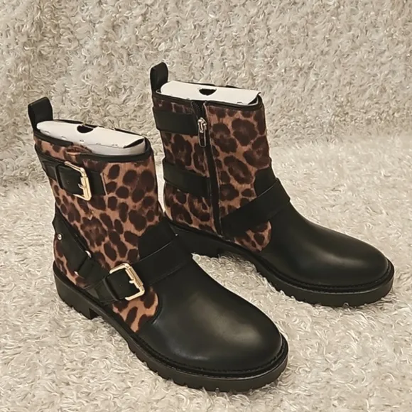 NWT Nine West Faux Fur Leopard boots