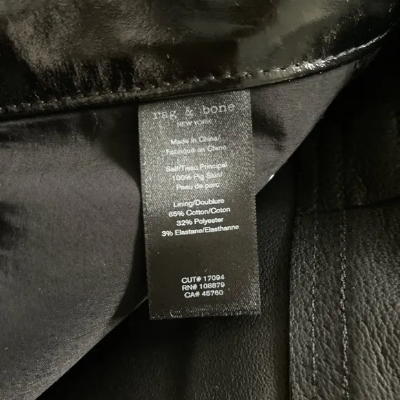 NWT Rag &amp; Bone patent leather straight leg pants