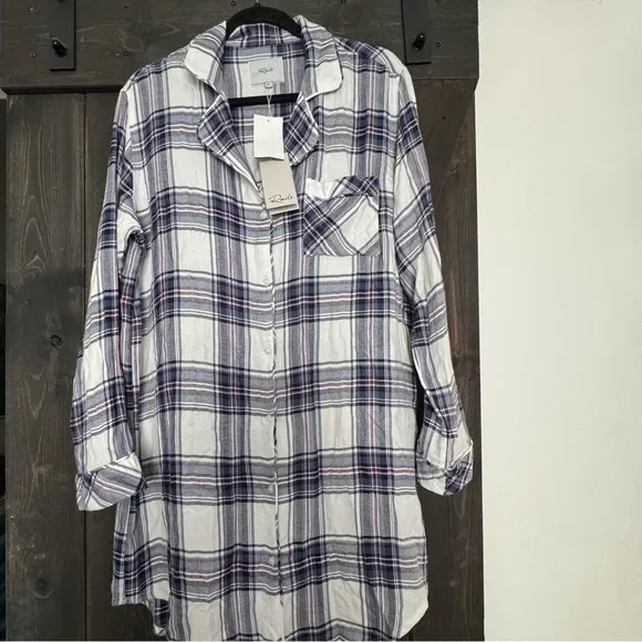 NWT RAILS SUPER SOFT PLAID LONG VERSATILE SLEEP SHIRT MEDIUM M $148 NORDSTROM