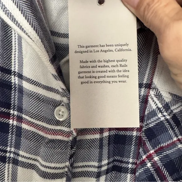 NWT RAILS SUPER SOFT PLAID LONG VERSATILE SLEEP SHIRT MEDIUM M $148 NORDSTROM