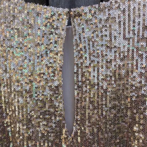 NWT Ramy Brook Helen Metallic Sequin Mini Dress Gold M