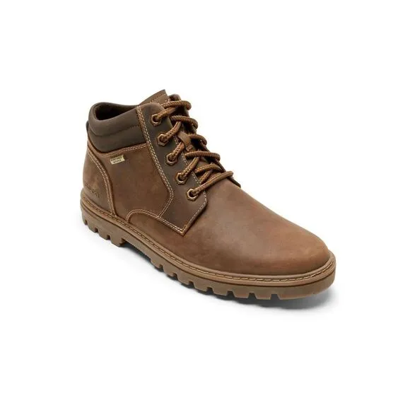 NWT ROCKPORT Mens Brown Weather Or Not Toe Block Heel Leather Boots Shoes 8 M