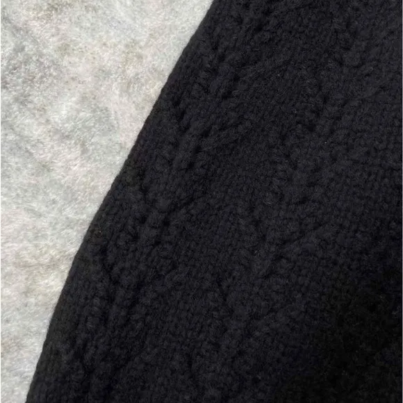 NWT Sea New York Patrizia Lace Combo Long Sleeve Wool Sweater - Black Knit Lace