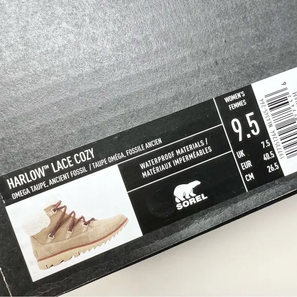 NWT Sorel Harlow Lace Cozy Boots Women’s Size 9.5 Waterproof Suede Sherpa Lined
