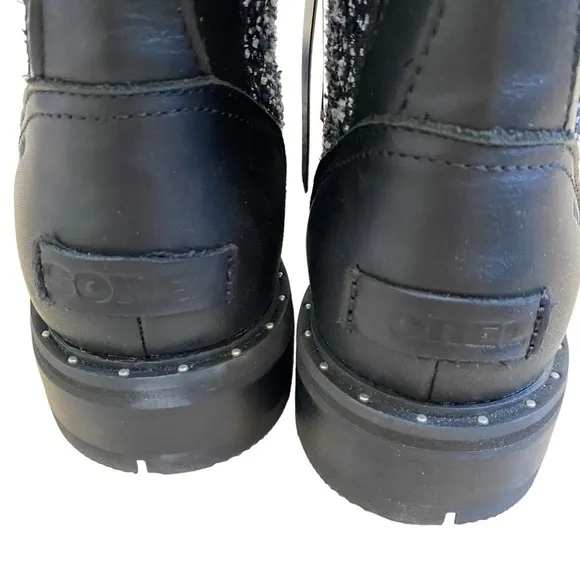 NWT Sorel Lennox Lace Cozy leather tweed fur lined waterproof boots, 9 leather
