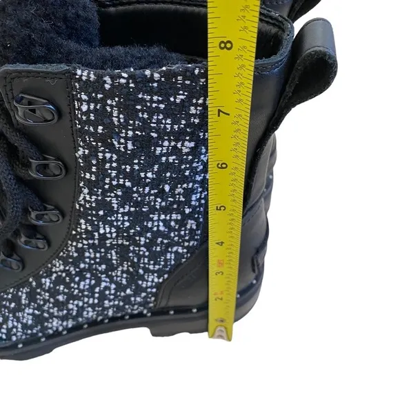 NWT Sorel Lennox Lace Cozy leather tweed fur lined waterproof boots, 9 leather