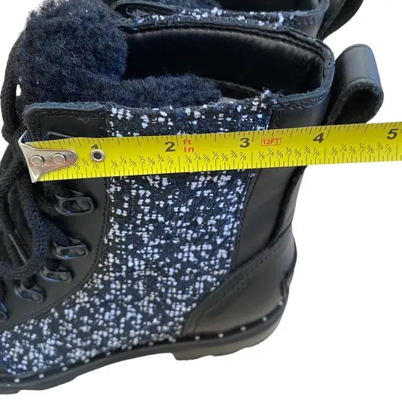 NWT Sorel Lennox Lace Cozy leather tweed fur lined waterproof boots, 9 leather