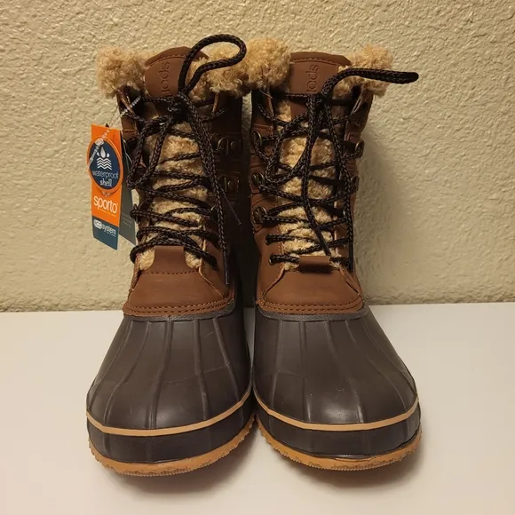 NWT Sporto Lace-up Faux Fur Trim Boots Size 8
