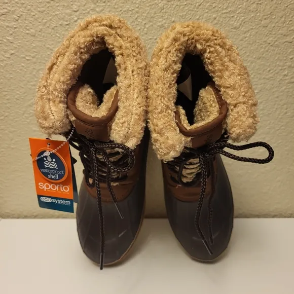 NWT Sporto Lace-up Faux Fur Trim Boots Size 8