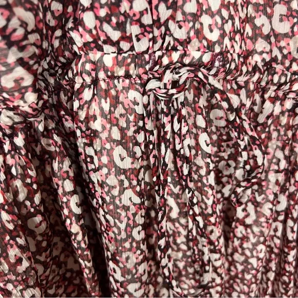 NWT Ted Baker Vallyy pink leopard print bohemian long sleeve midi dress Small