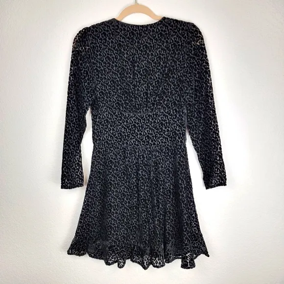 NWT The Kooples Flock Leopard Print Mini Dress Black 1/ Small