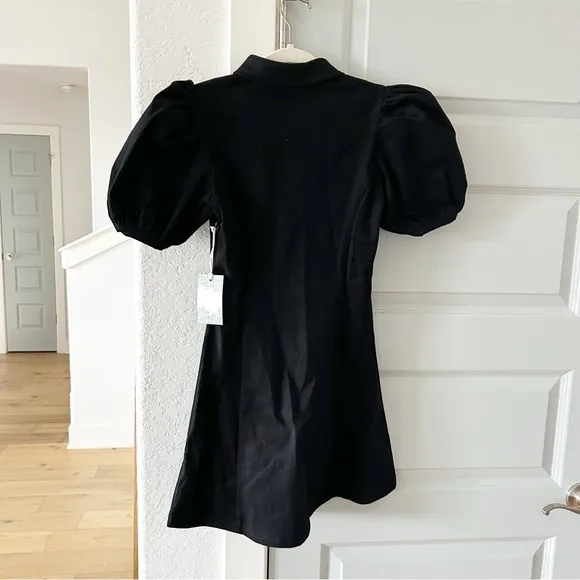 NWT Tuckernuck Hyacinth House Black Front Zip Denim Mini Dress