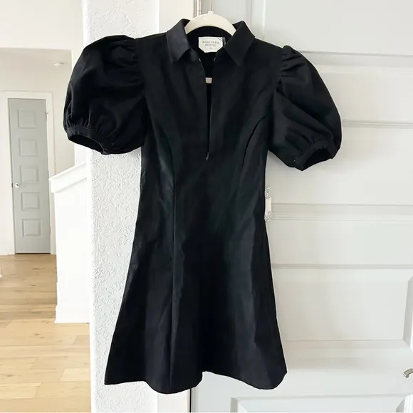 NWT Tuckernuck Hyacinth House Black Front Zip Denim Mini Dress