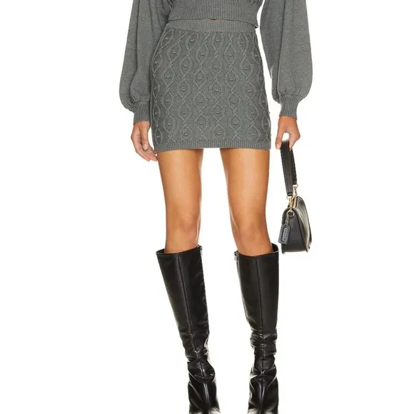 NWT Tularosa Knit Mini Skirt in Charcoal Sz S Charcoal Grey