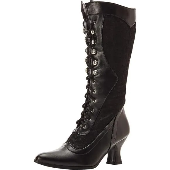 NWT Victorian Steampunk Lace Up Heeled Boot, Tall Boots, Goth Boots, Dress Boots