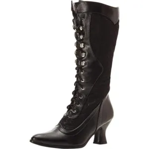 NWT Victorian Steampunk Lace Up Heeled Boot, Tall Boots, Goth Boots, Dress Boots