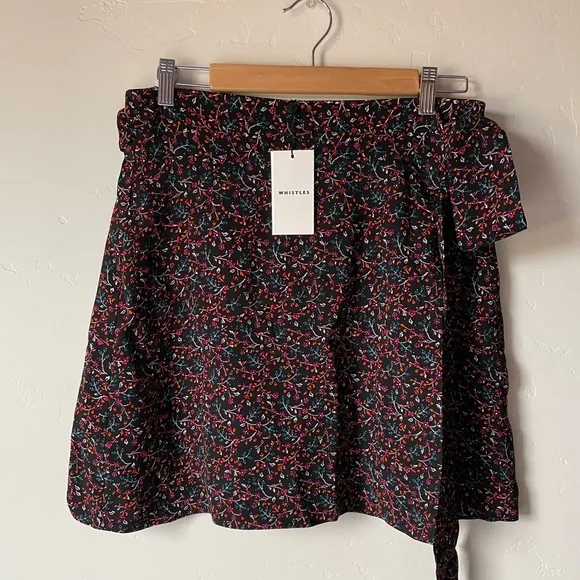 NWT Whistles Starflower Print Wrap Skirt, sz 8 US