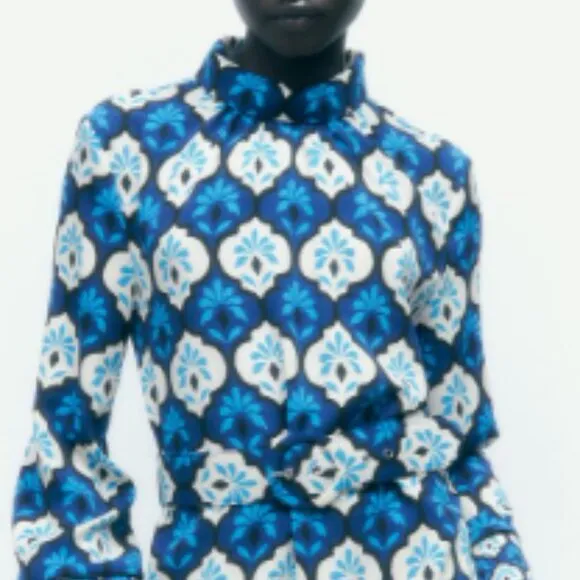 NWT Zara Mini Dress Belted Retro Print Small