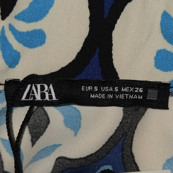 NWT Zara Mini Dress Belted Retro Print Small
