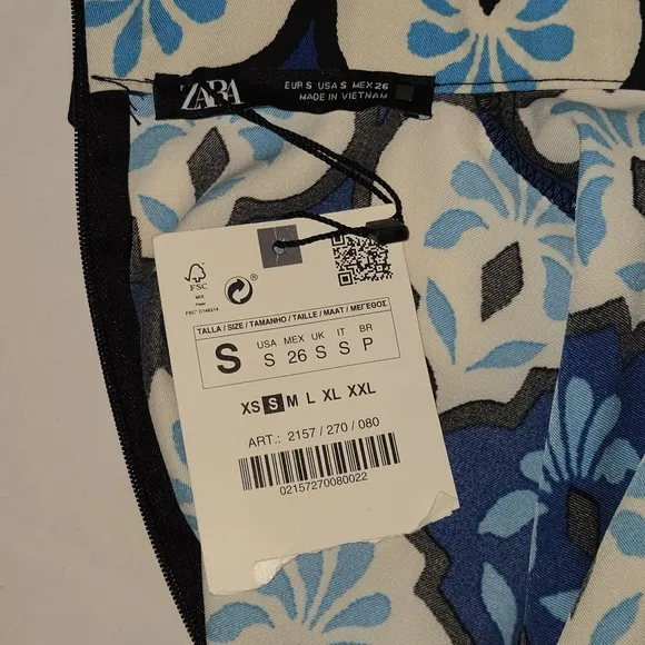 NWT Zara Mini Dress Belted Retro Print Small