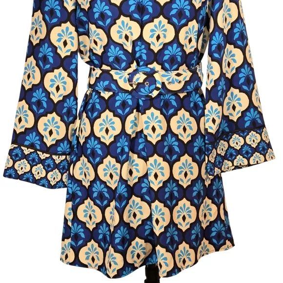 NWT Zara Mini Dress Belted Retro Print Small