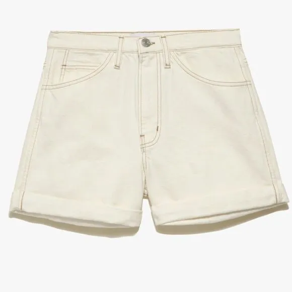 NWT FRAME High Rise Cuffed Short EcruFRAME 28/6