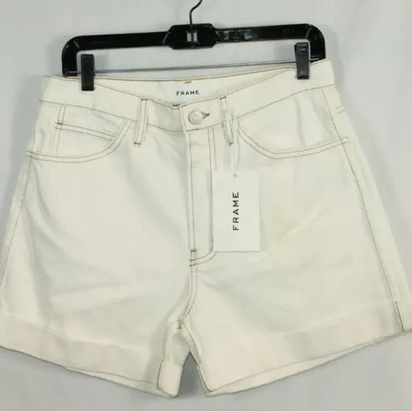 NWT FRAME High Rise Cuffed Short EcruFRAME 28/6