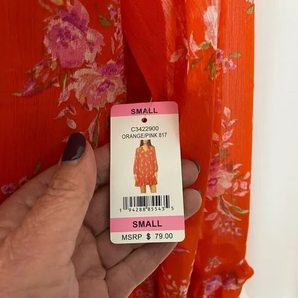 NWT Vince Camuto Orange Floral Dress