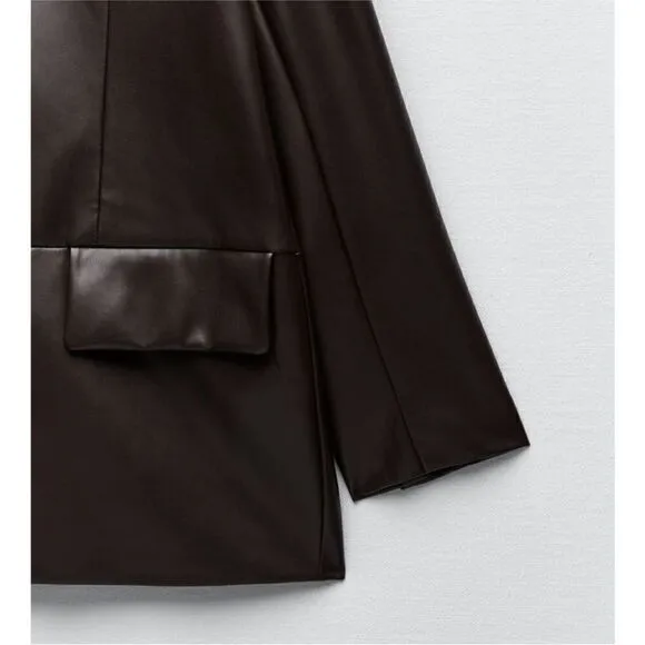 NWT ZARA FAUX LEATHER MENSWEAR STYLE BLAZER
