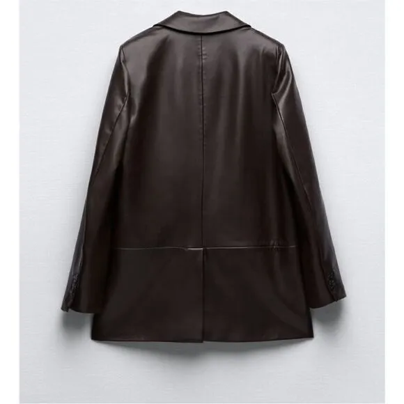 NWT ZARA FAUX LEATHER MENSWEAR STYLE BLAZER