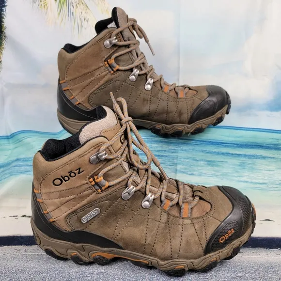 Oboz BRIDGER Mid Hiking Boots B-Dry Waterproof Brown Men's Size 8 Wide