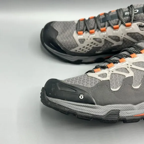 Oboz Cirque Low BDry Waterproof Hiking Shoes Sneakers Gray Orange Mens Size 10.5