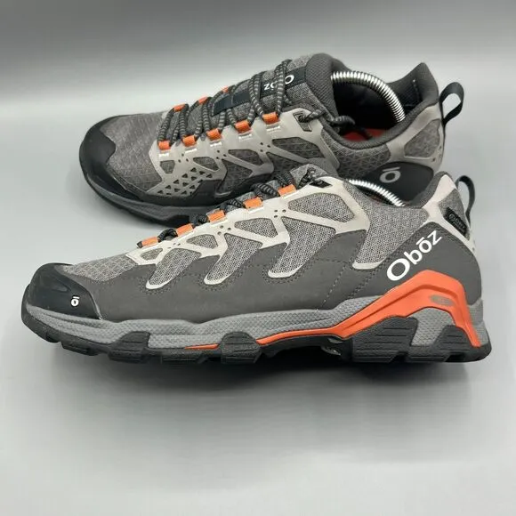 Oboz Cirque Low BDry Waterproof Hiking Shoes Sneakers Gray Orange Mens Size 10.5