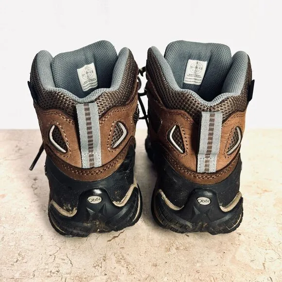 OBOZ Sawtooth Mid Waterproof Hiking Ankle Boots Womens 7 Brown Leather Mesh