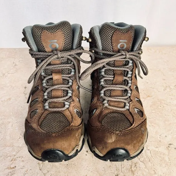 OBOZ Sawtooth Mid Waterproof Hiking Ankle Boots Womens 7 Brown Leather Mesh