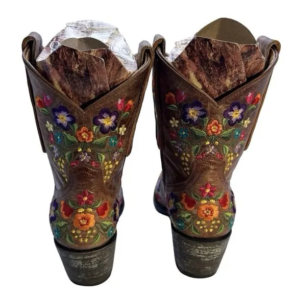 Old Gringo Sora 8&quot; Floral Leather Boots Wms Size 8B Embroidered Boho Western