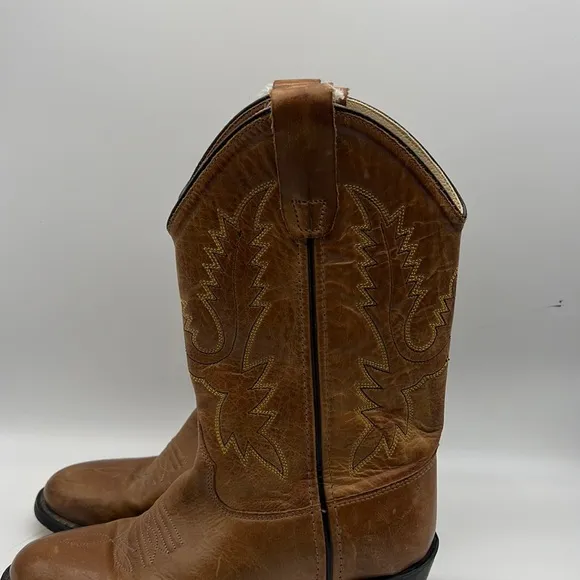 Old West Western Leather Cowboy Boys Boots Size 40