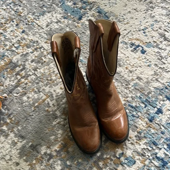 Old West Western Leather Cowboy Boys Boots Size 40