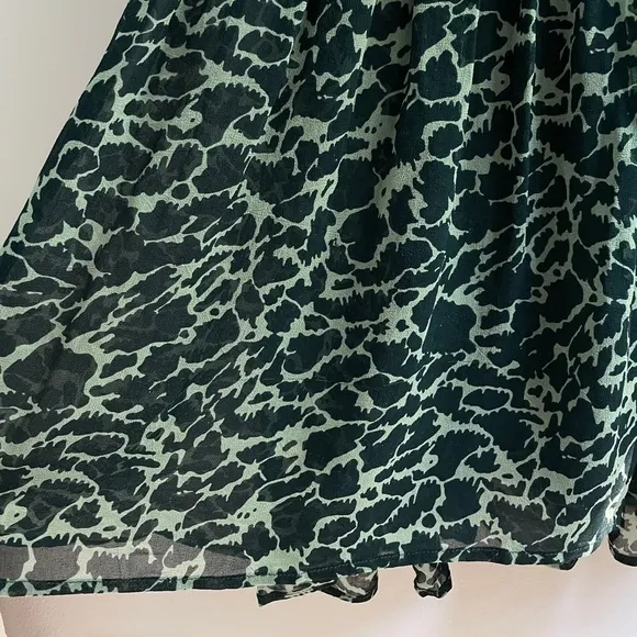 Olivia James Lydia Long Sleeve Ruffle Skirt Midi Dress in Geo Spot Lush, Small