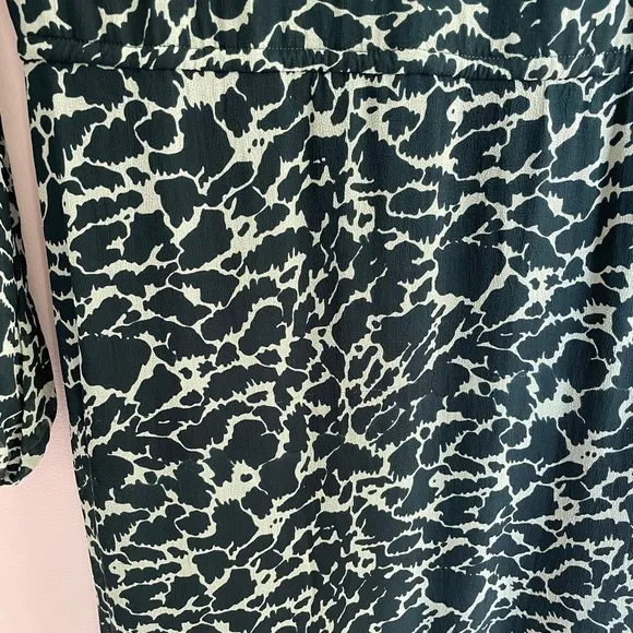Olivia James Lydia Long Sleeve Ruffle Skirt Midi Dress in Geo Spot Lush, Small