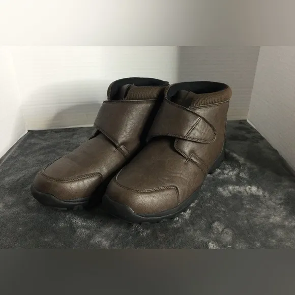 Omega Outdoors Mens Ankle Boots with strap brown Size 11D walking hiking EUC