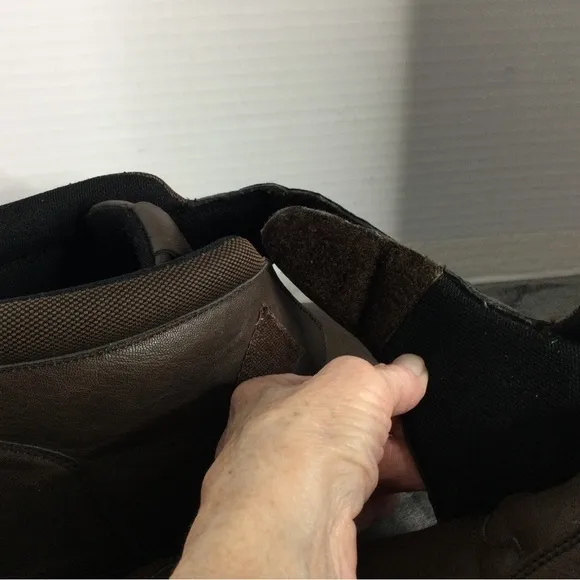 Omega Outdoors Mens Ankle Boots with strap brown Size 11D walking hiking EUC