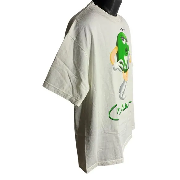 Original Green M&amp;M Crewneck Graphic T Shirt XL White Short Sleeve GoGo Boots