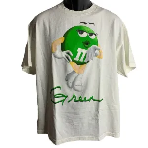Original Green M&amp;M Crewneck Graphic T Shirt XL White Short Sleeve GoGo Boots