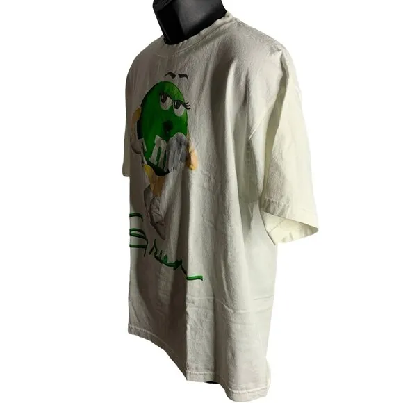 Original Green M&amp;M Crewneck Graphic T Shirt XL White Short Sleeve GoGo Boots