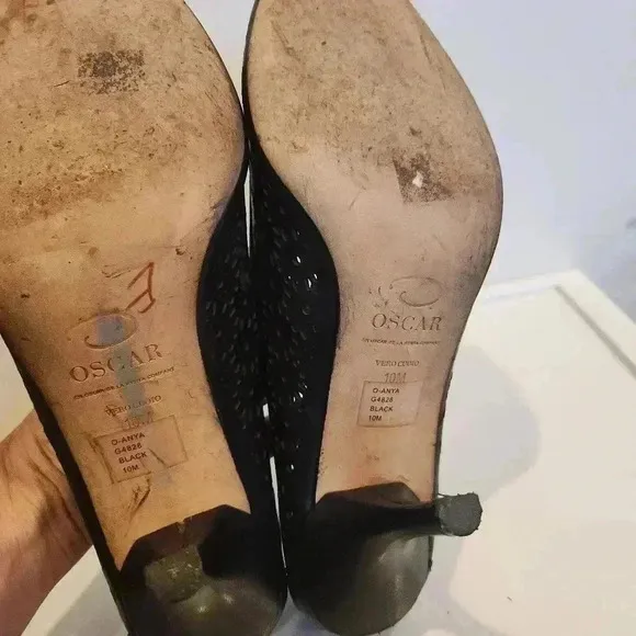 Oscar De La Renta black cutout heels with bow