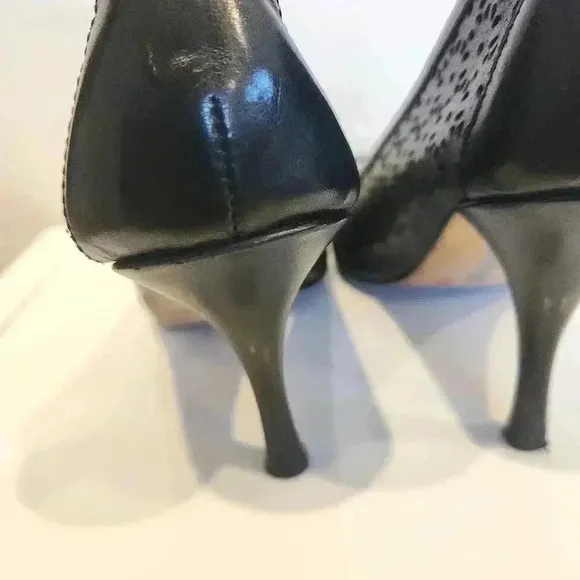 Oscar De La Renta black cutout heels with bow